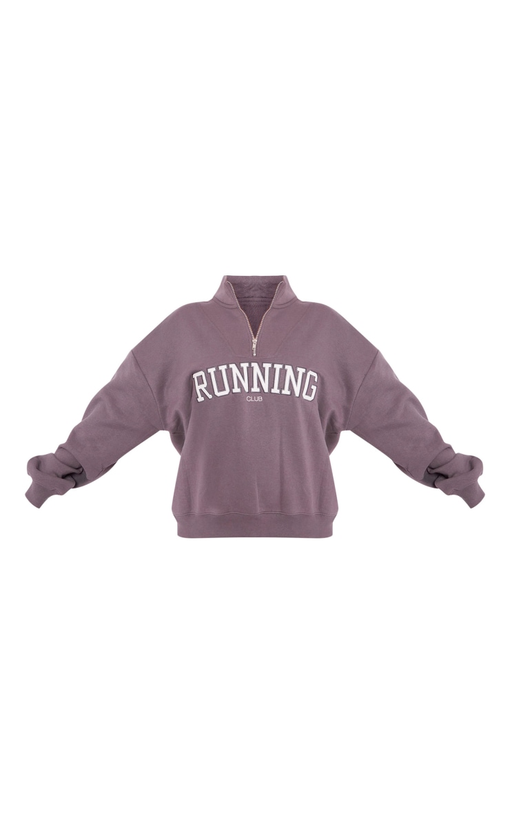 Charcoal Running Embroidered Zip Up Sweatshirt image 2