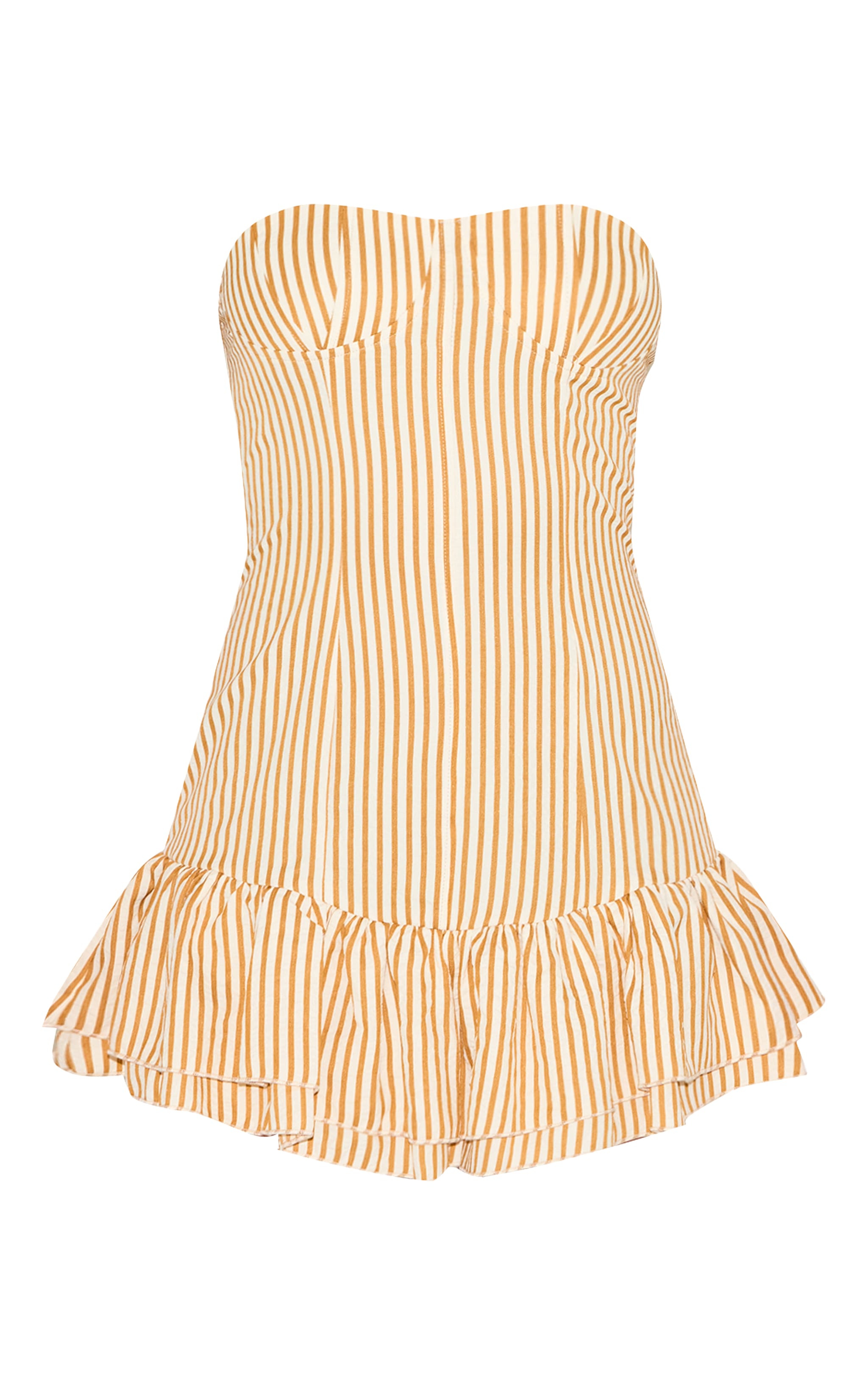 Robe Mini à Fines Rayures Moutarde, Taille Petite image 5
