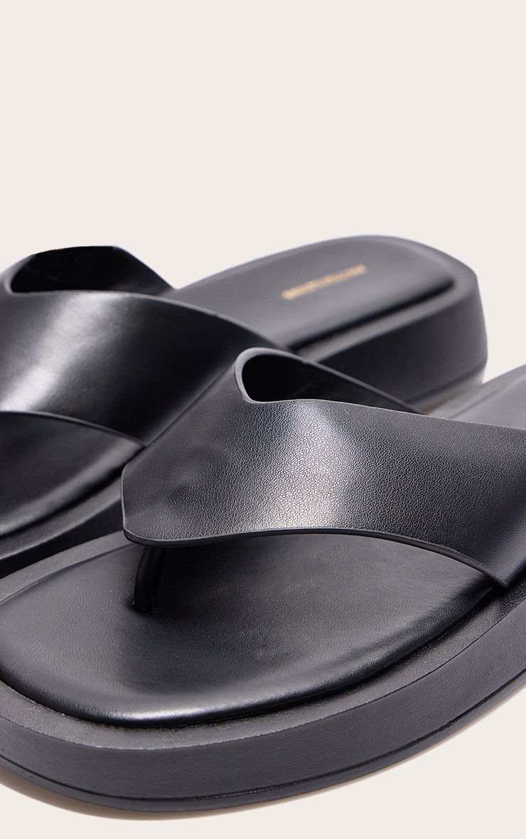 Black Chunky Sandal Toe Post Flip Flops image 4