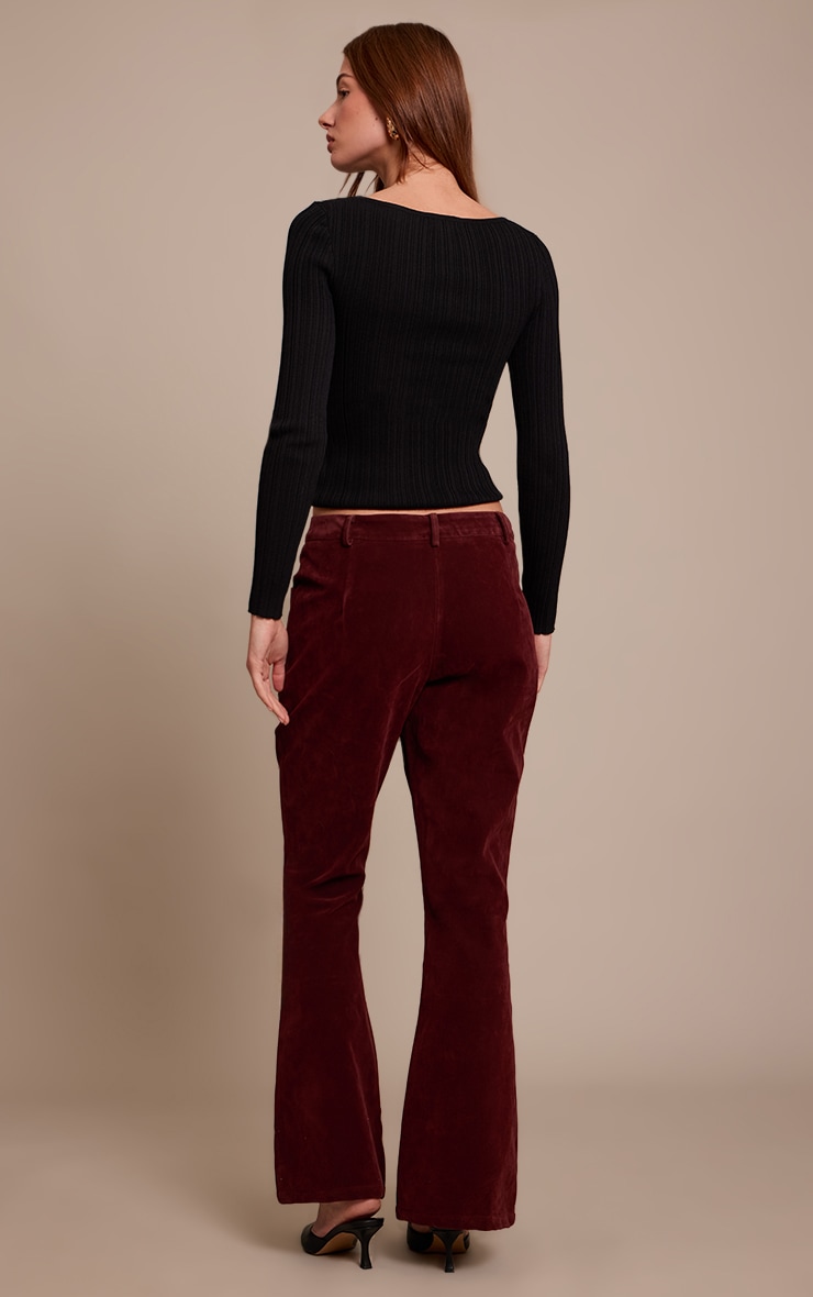 Wine Faux Suede Flared Pants image 3