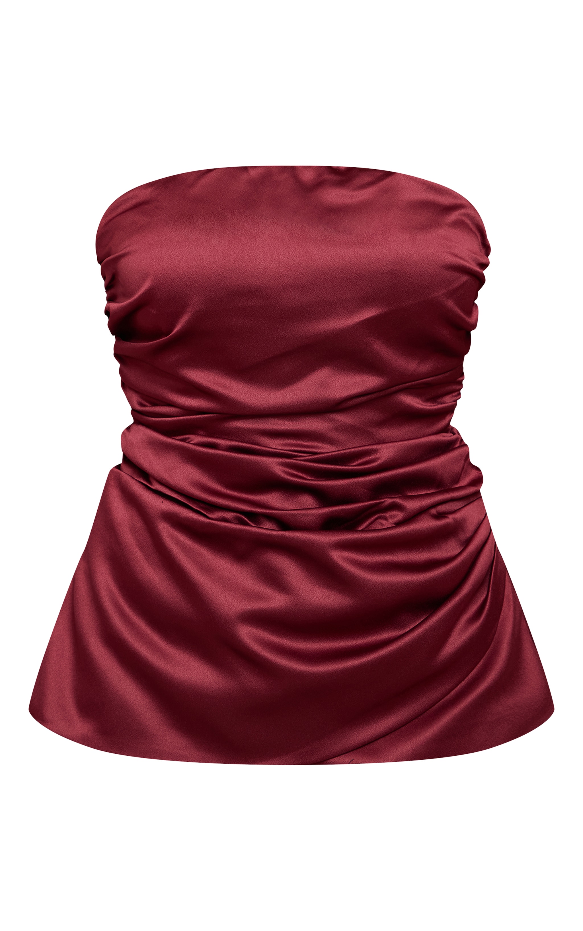 Shape Wine Satin Ruched Bandeau Top image 5