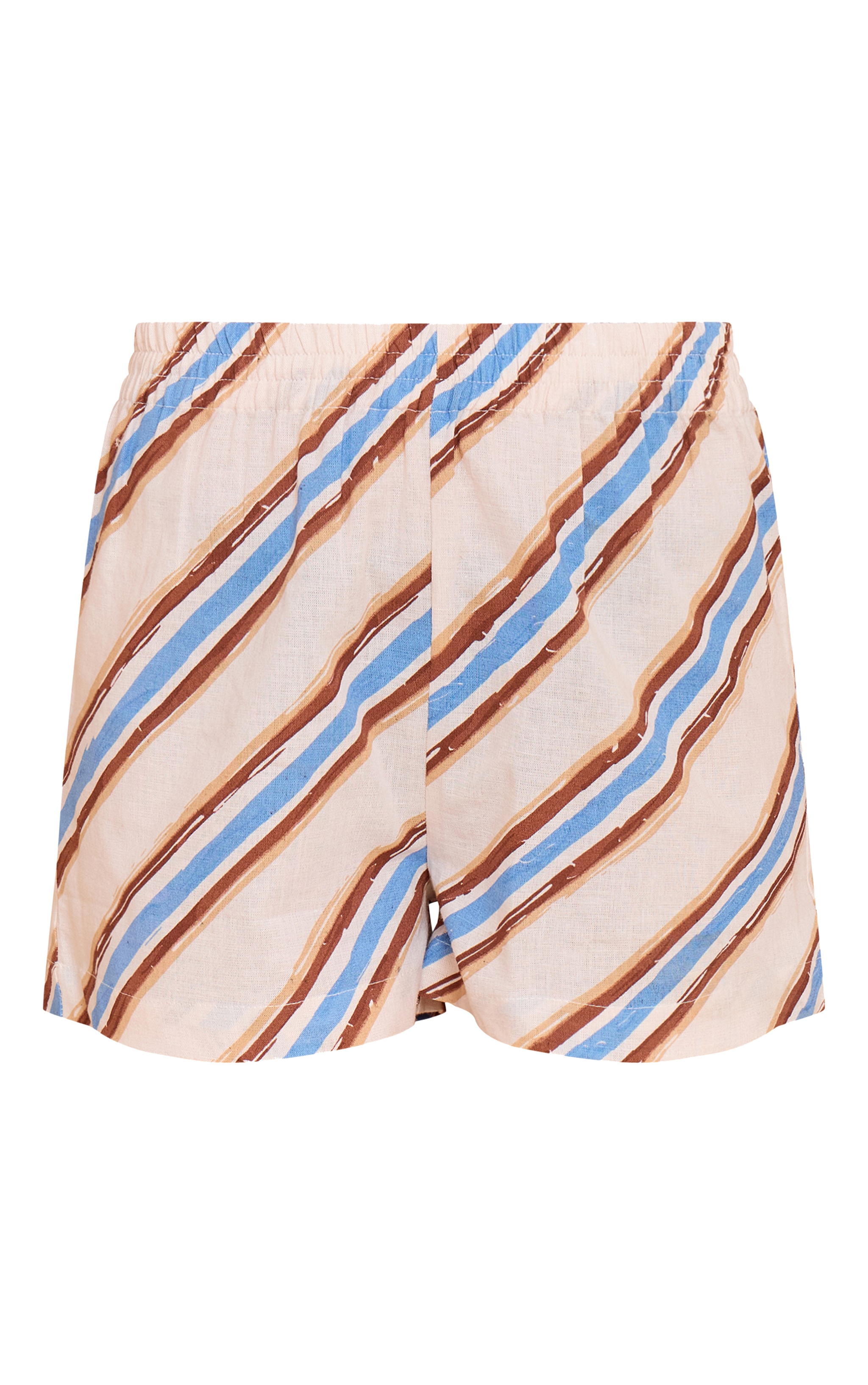 Petite Blue Stripe Linen Look High Rise Shorts image 6