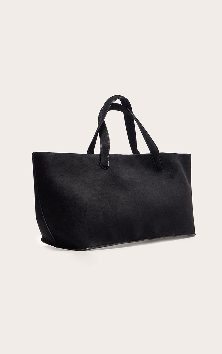 Sac à main allongé en suédine noire image 2