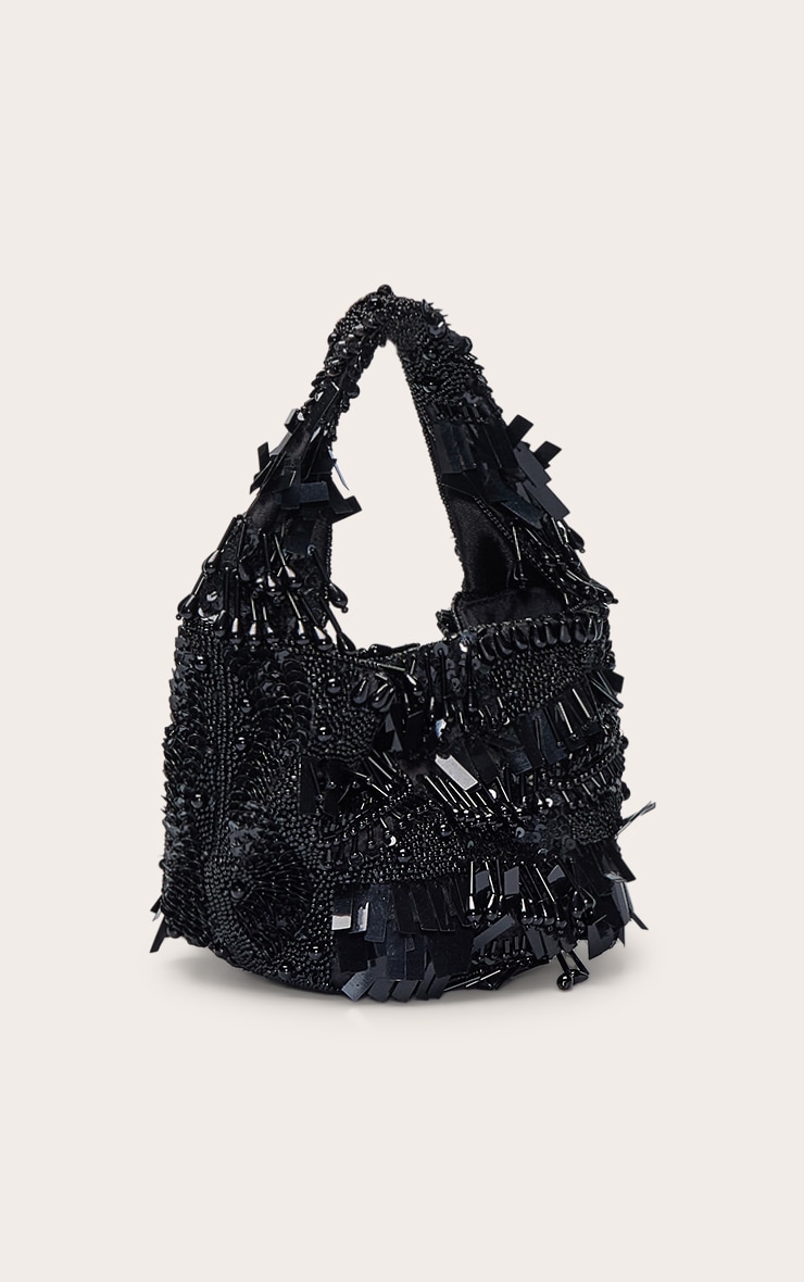 Black Ornate Sequin Beaded Bag image 3