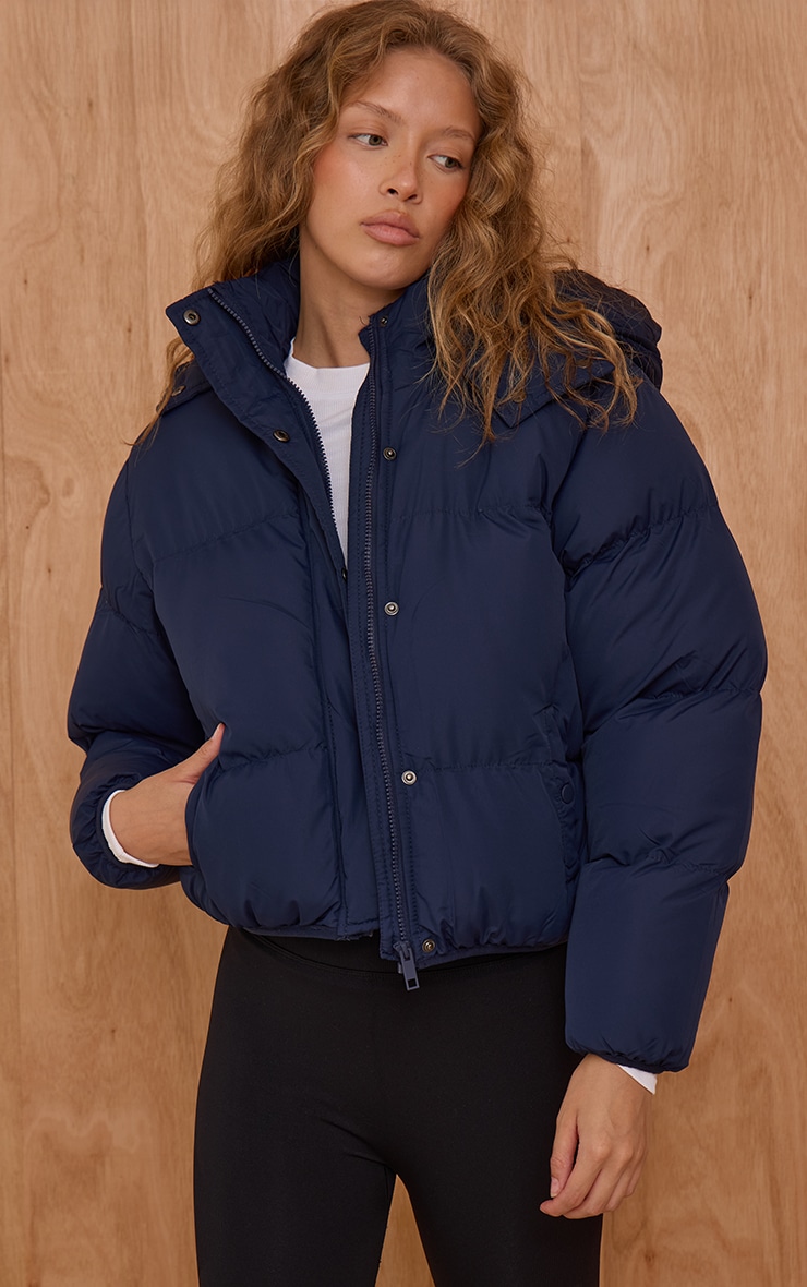 Navy Hooded Puffer Coat