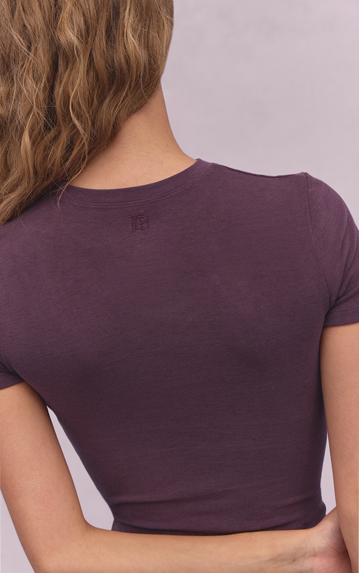 Deep Plum Melange Soft Cotton Short Sleeve Top image 4