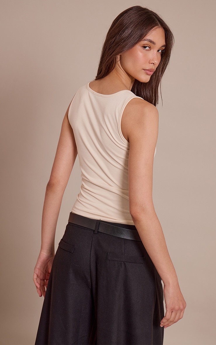 Oatmeal Soft Cotton V Neck Vest Top image 2