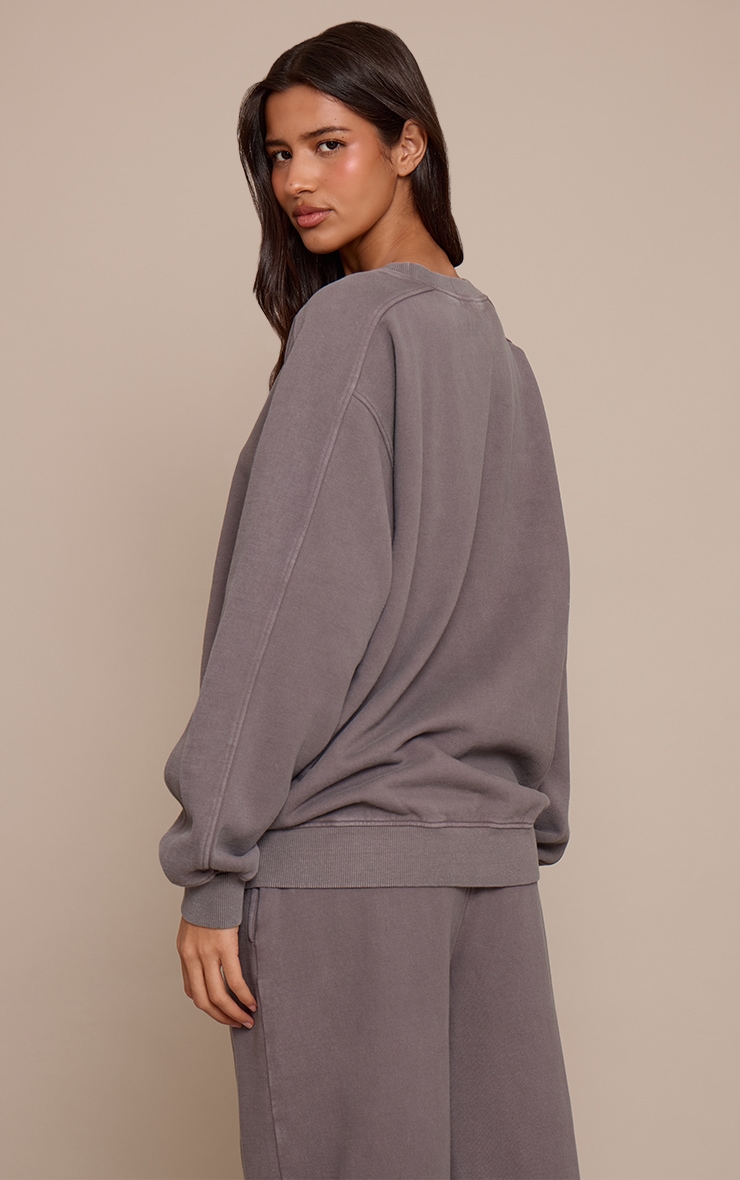 Tall Charcoal Acid Washed Cross Stitch Sweatshirt image 2