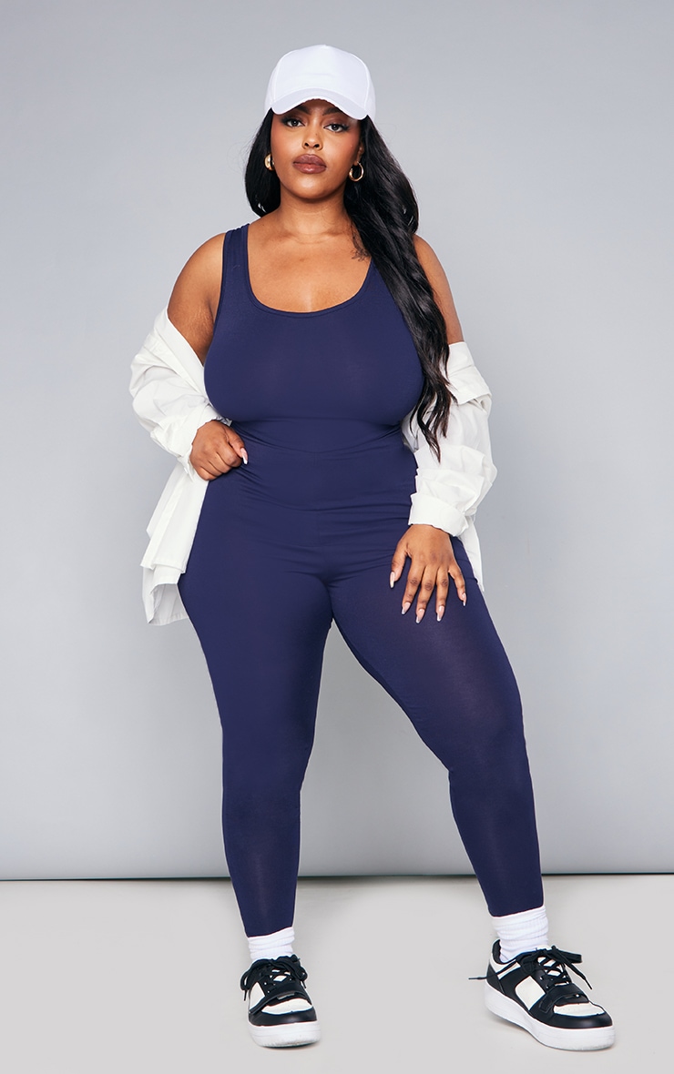 Plus Ink Blue Square Neck Jumpsuit PrettyLittleThing USA