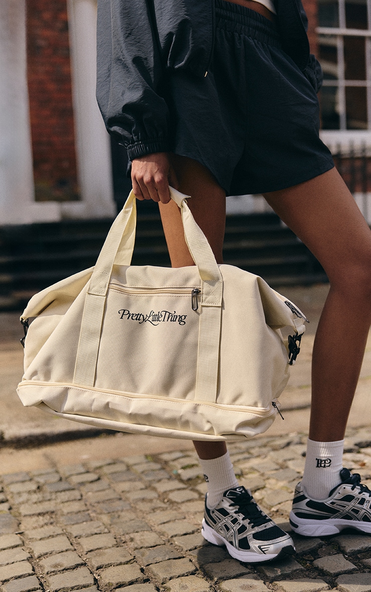 Cream PrettyLittleThing Travel Duffle Bag image 1