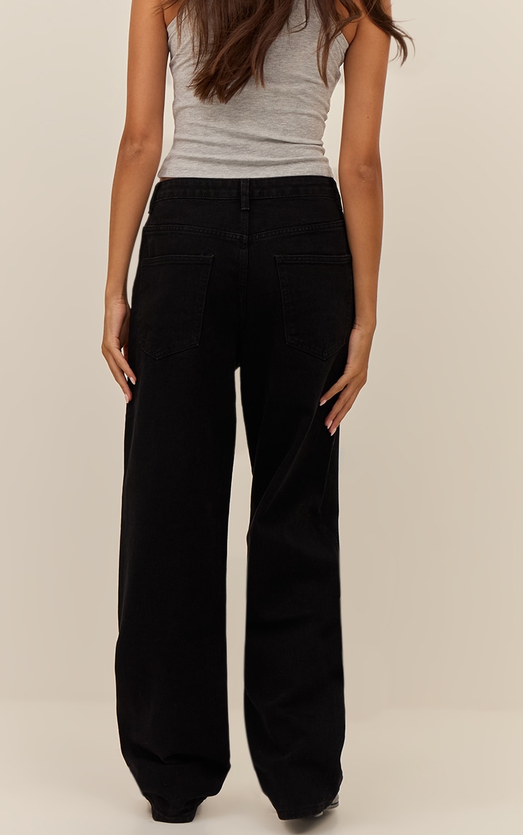 PRETTYLITTLETHING Washed Black High Waist Boyfriend Jean image 3