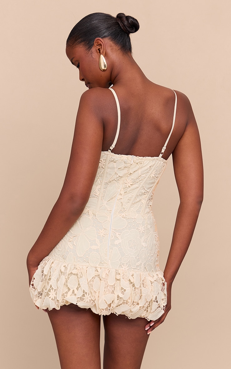 Butter Yellow Floral Cup Detail Extreme Puffball Hem Dress image 2