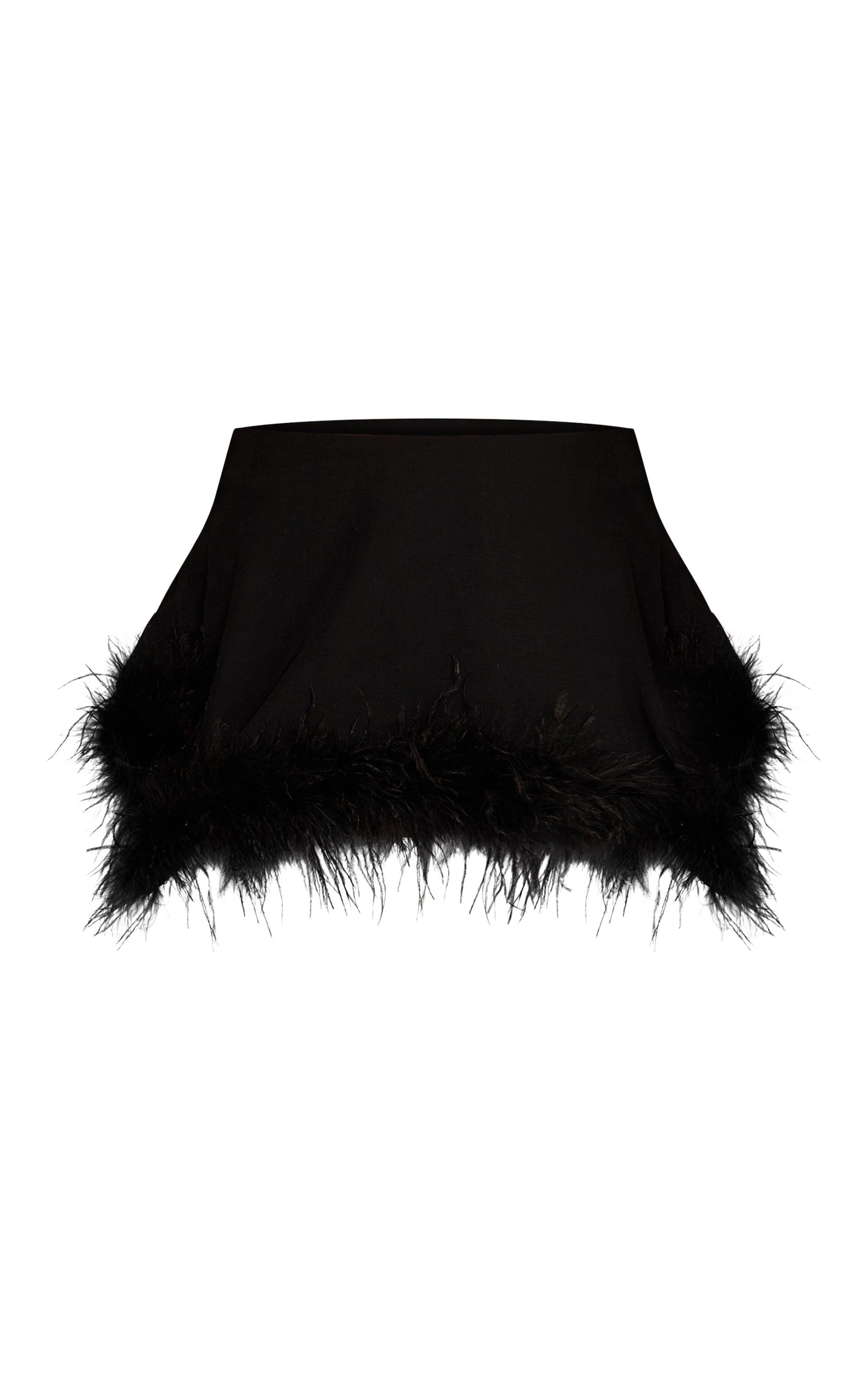Mini-jupe fluide tissée deluxe noire à ourlet en plumes image 6