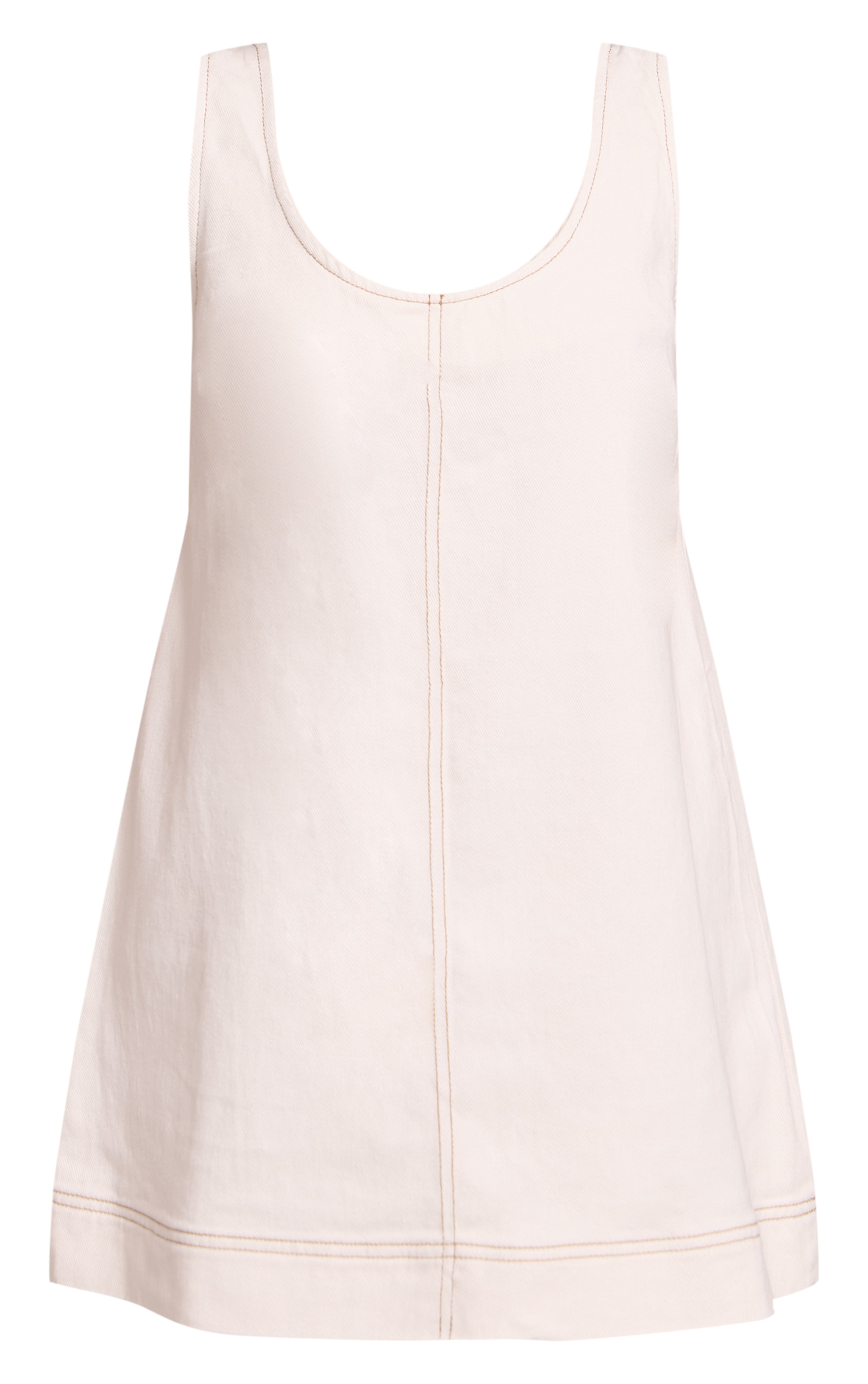 Petite Ecru Denim Sleveless A-line Mini Dress image 5