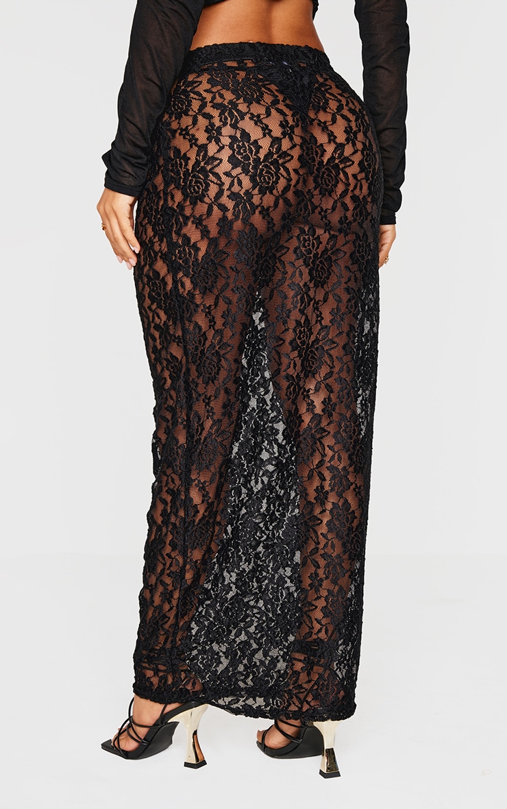 Petite Black Lace Maxi Skirt image 3