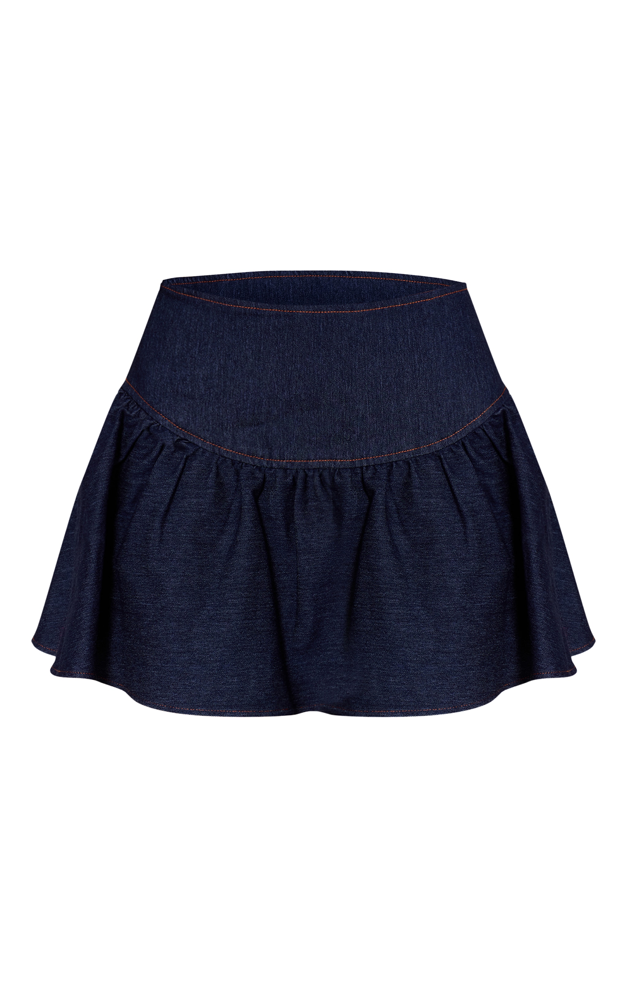 Mini-jupe plissée en denim chambray bleu indigo image 6