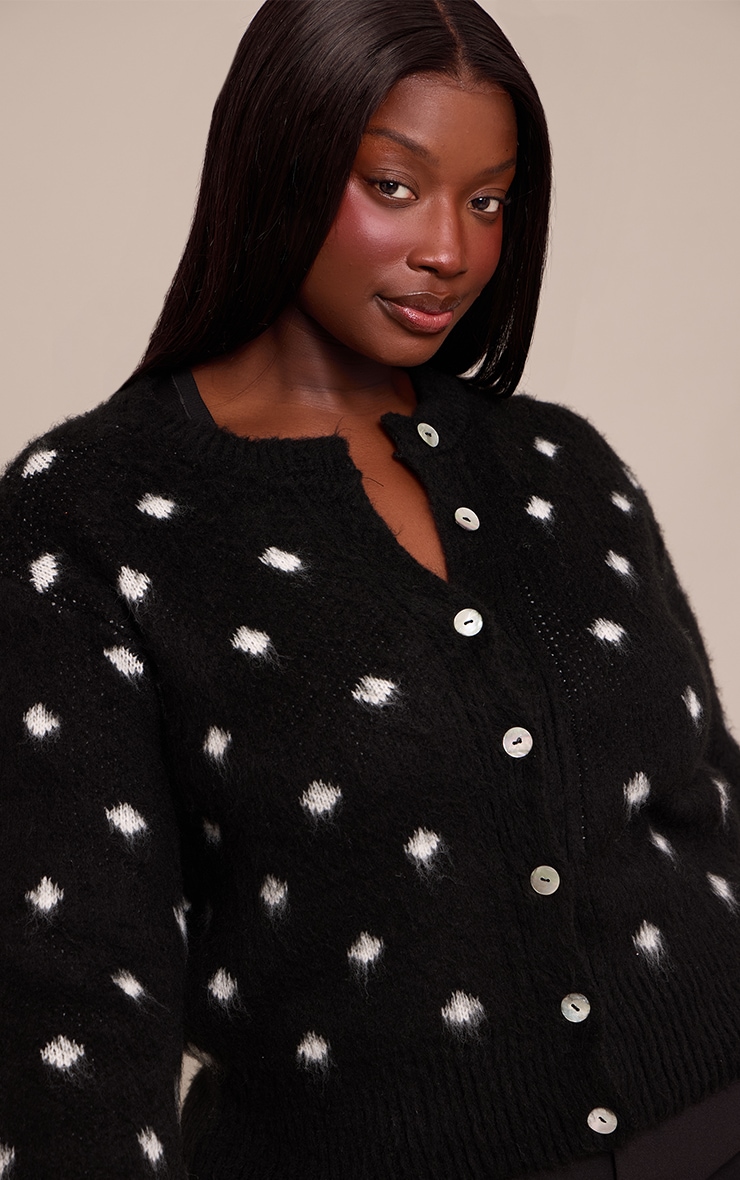 Plus Polka Dot Brushed Knit Cardigan image 4