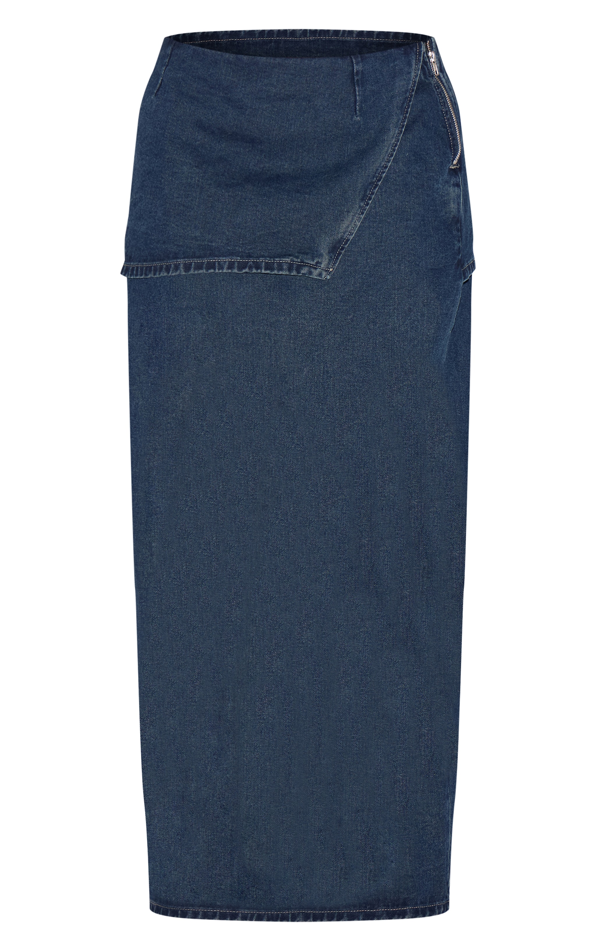 Plus Indigo Foldover Denim Maxi Skirt image 5