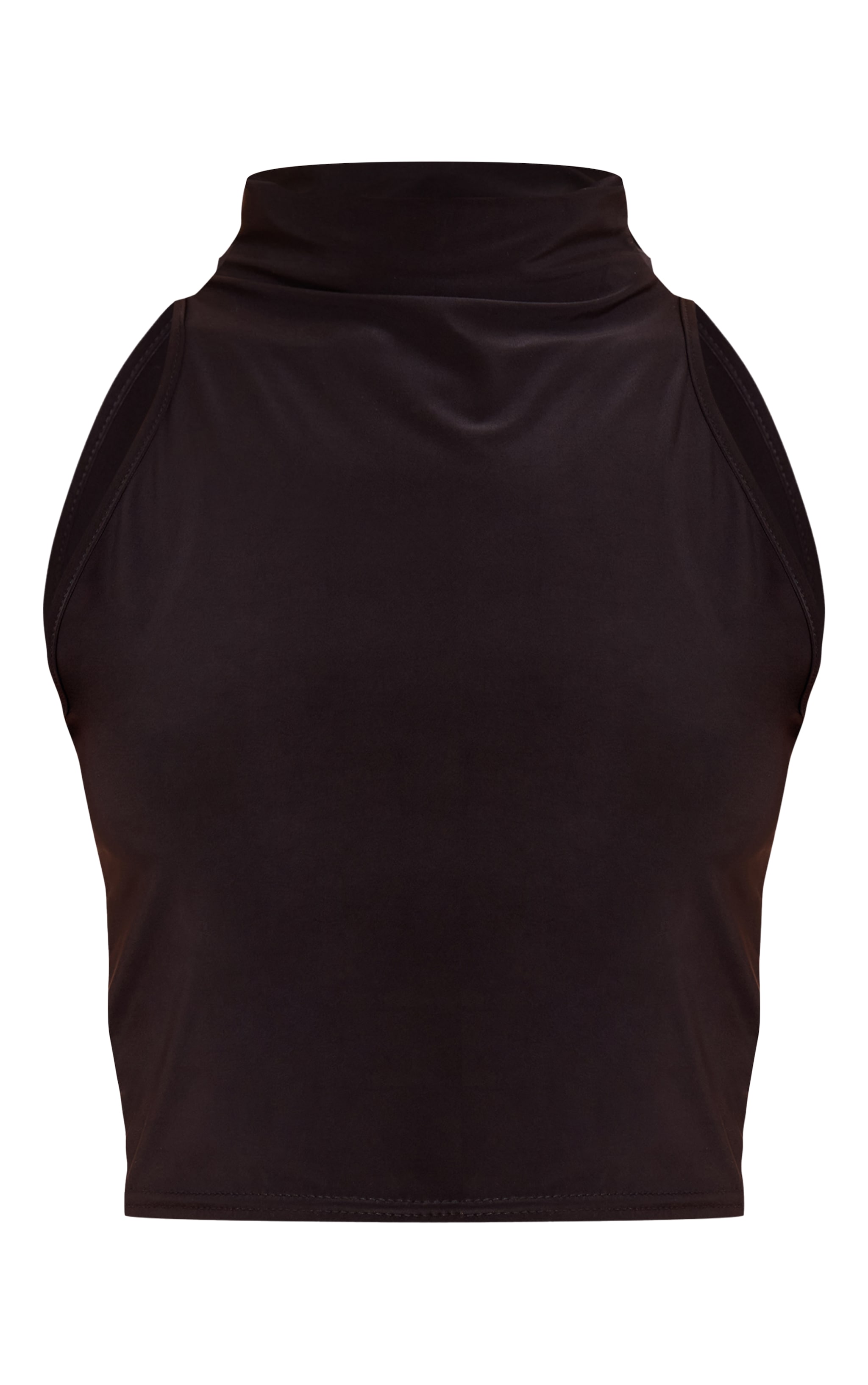 Black Slinky Funnel Neck Crop Top image 5