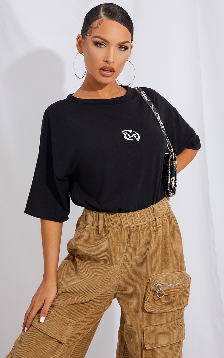 RECYCLED PRETTYLITTLETHING Black Slogan T Shirt