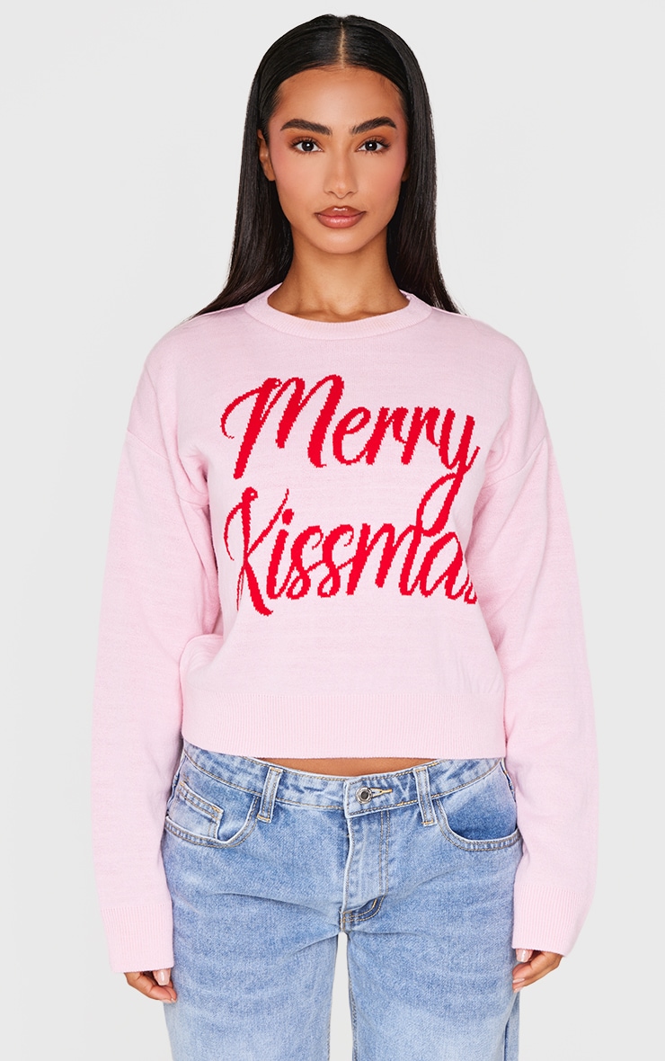 Petite Red Merry Kissmas Christmas Jumper image 1