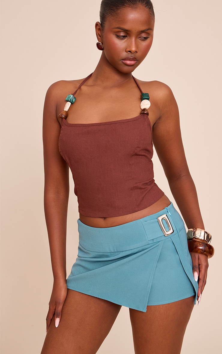 Teal Trim Detail Mini Skort image 1