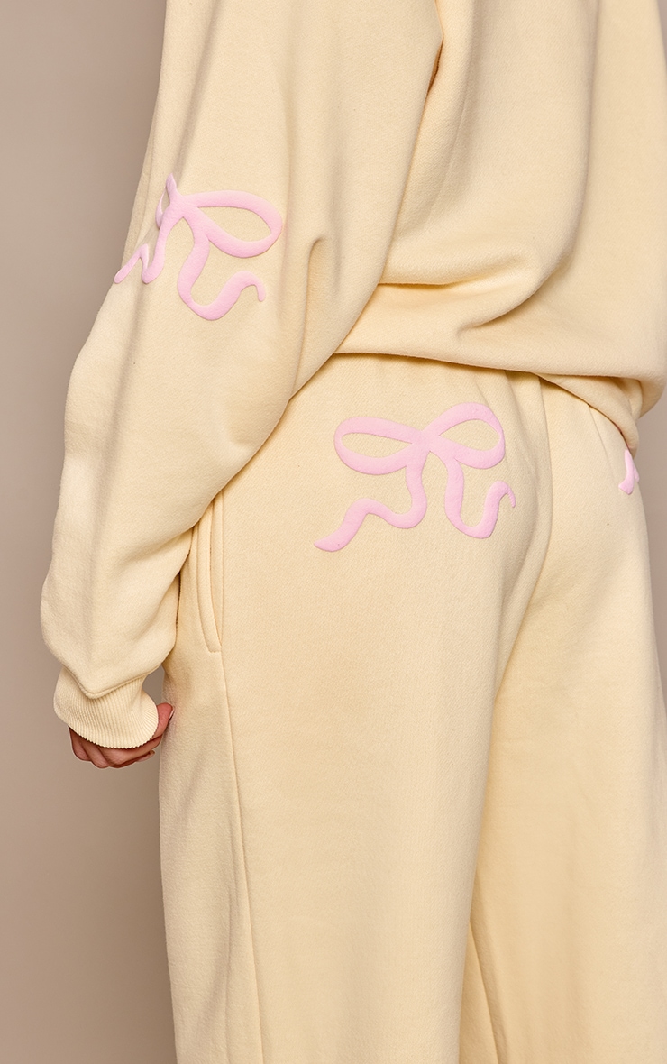 Butter Yellow Bow Puff Print Straight Leg Joggers image 4