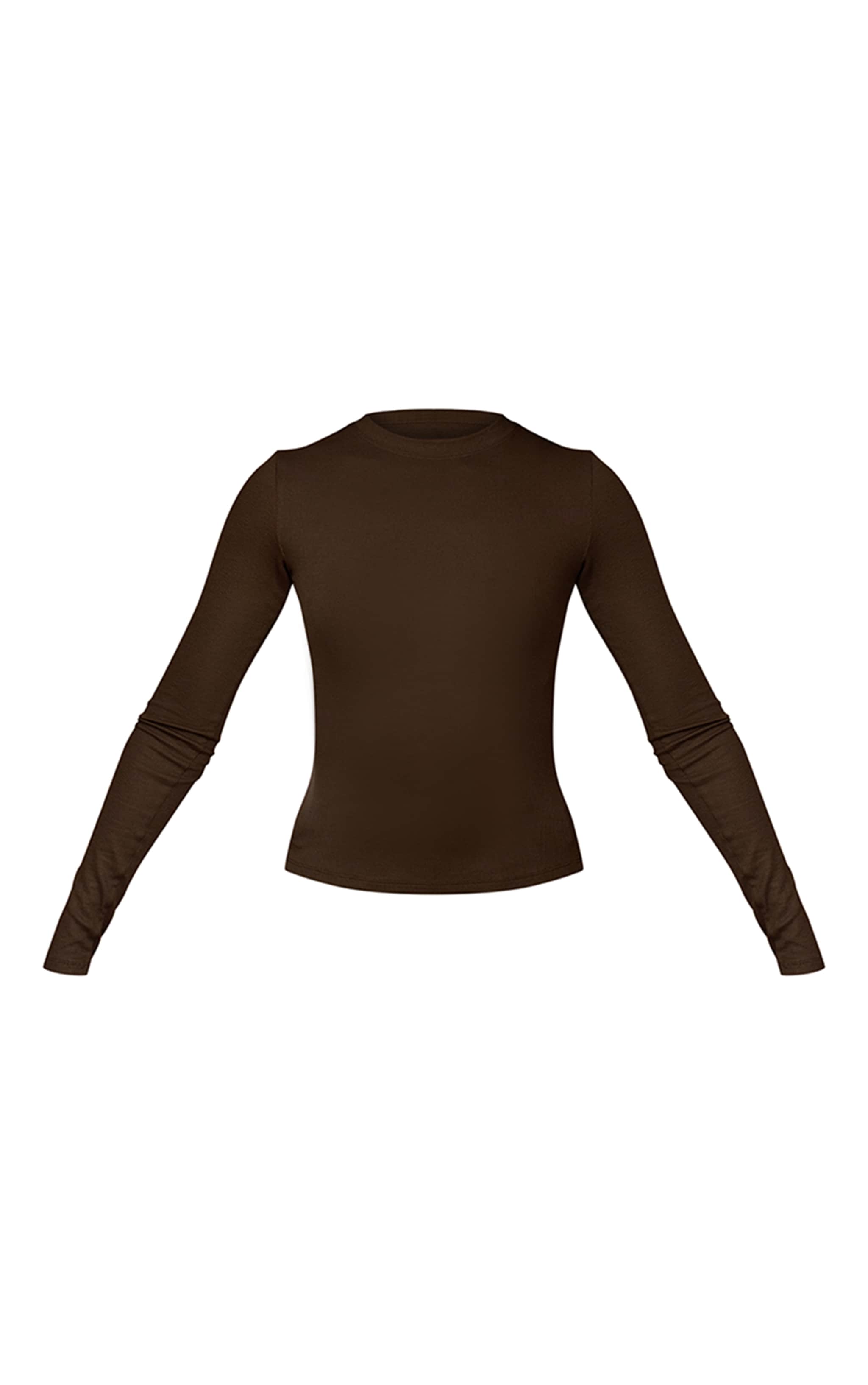 Dark Chocolate Soft Rib Crew Neck Long Sleeve Top image 5