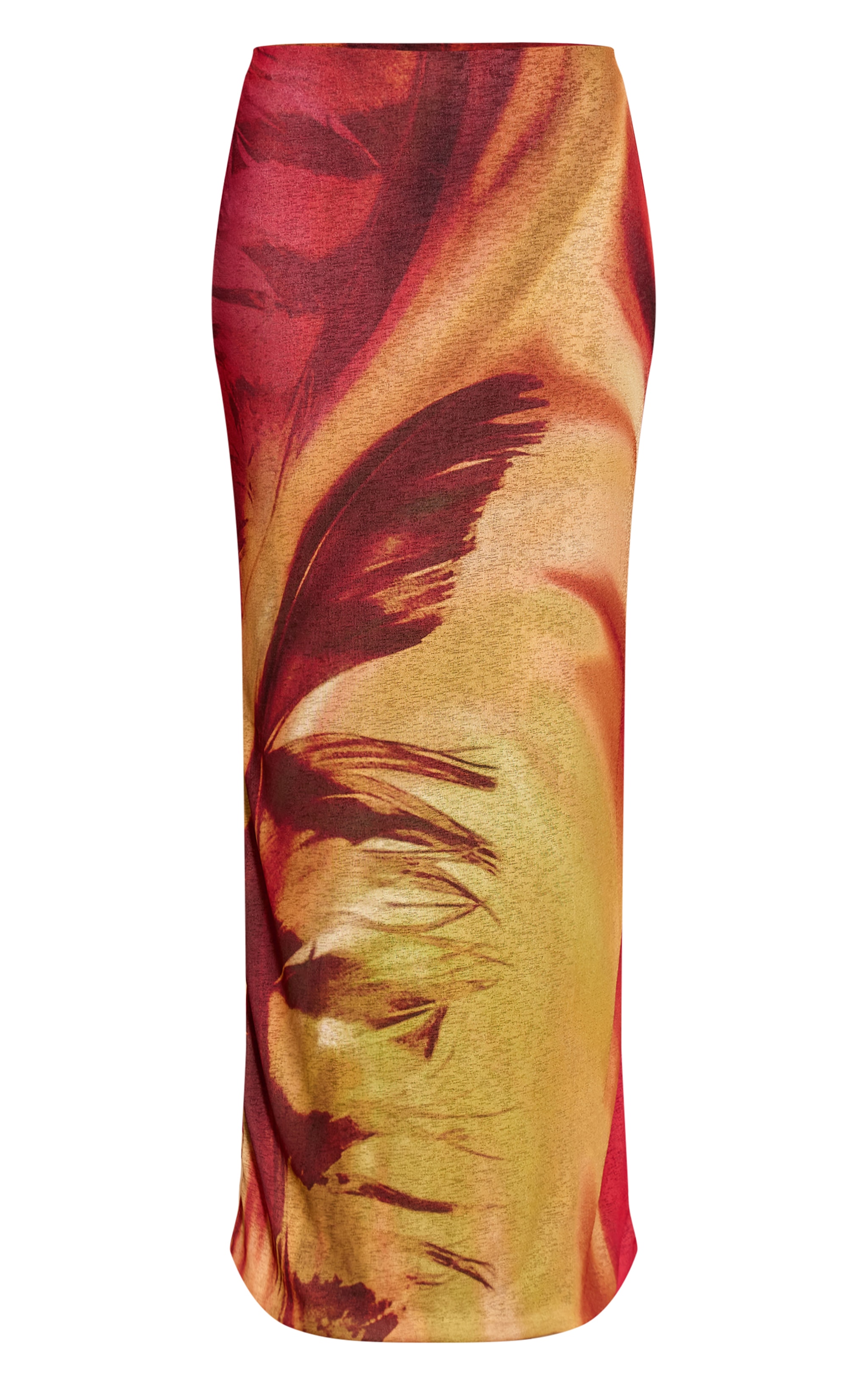 Multi Feather Print Onion Skin Low Rise Maxi Skirt image 5