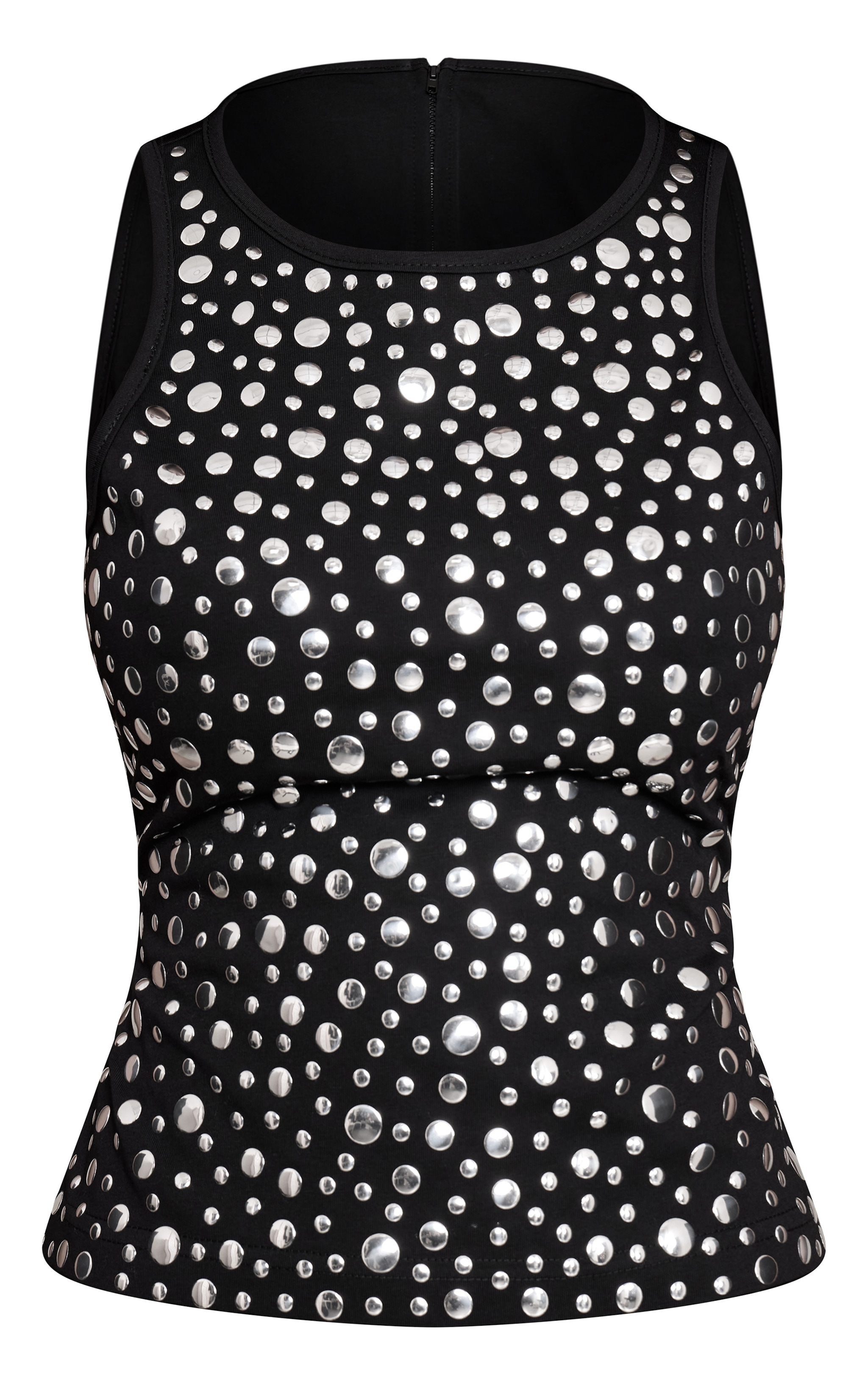 Petite Black Stud Detail Vest Top image 5