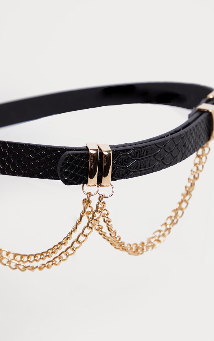 Black Snake Gold Chains Waist Belt PrettyLittleThing