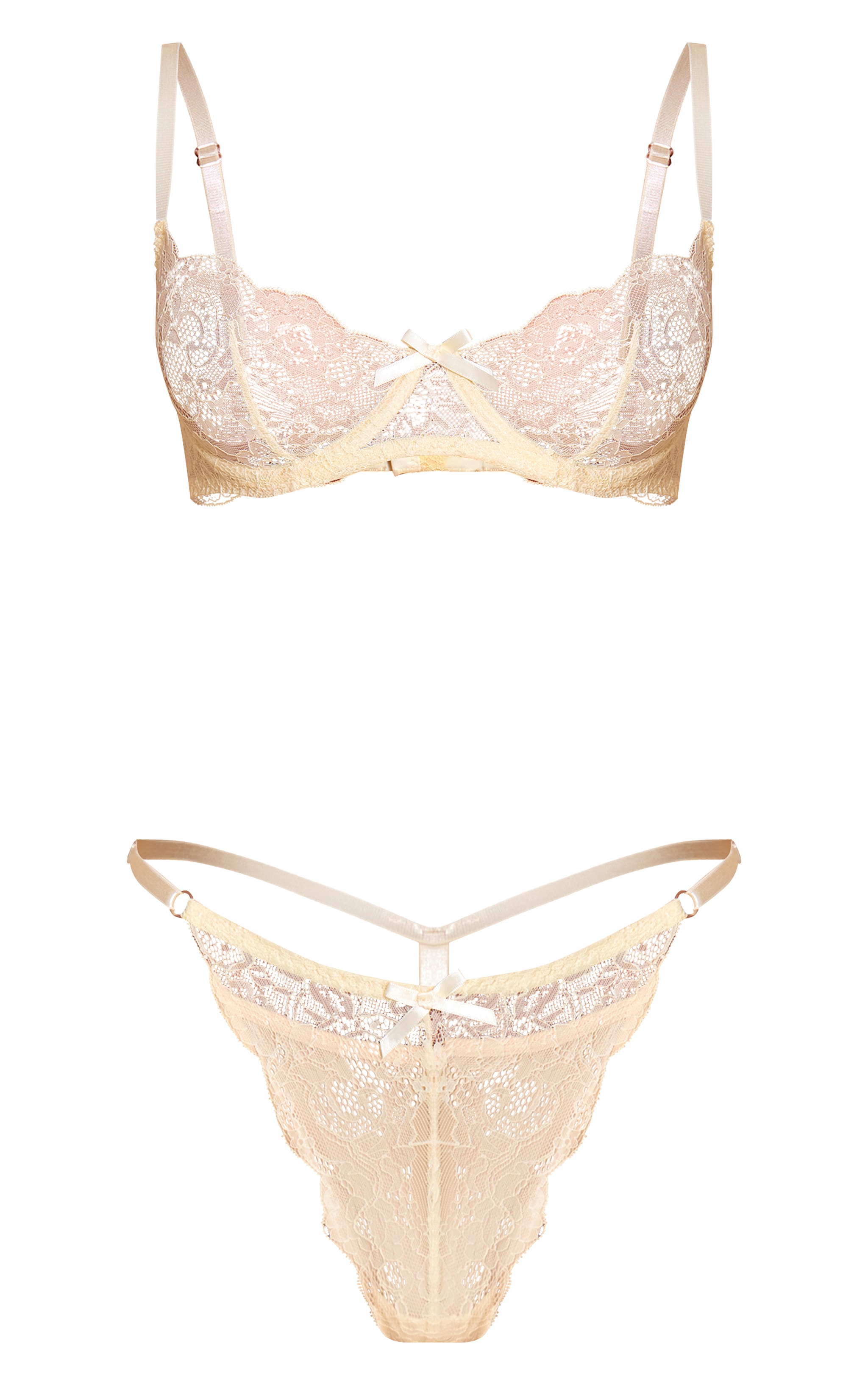 Butter Yellow Lace Underwire Lingerie Set image 5