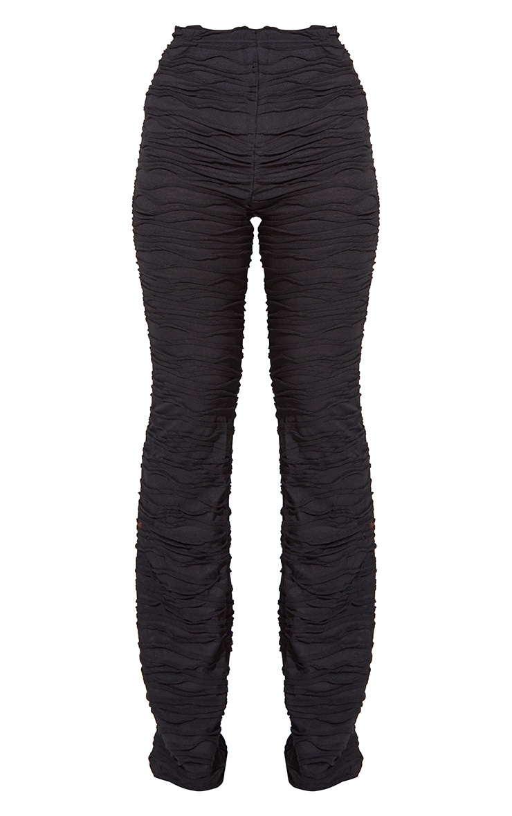 Black Pleated Jersey Skinny Flared Pants image 5
