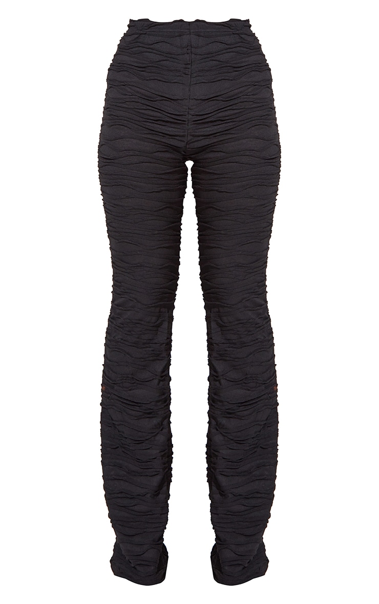 Black Pleated Jersey Skinny Flared Pants