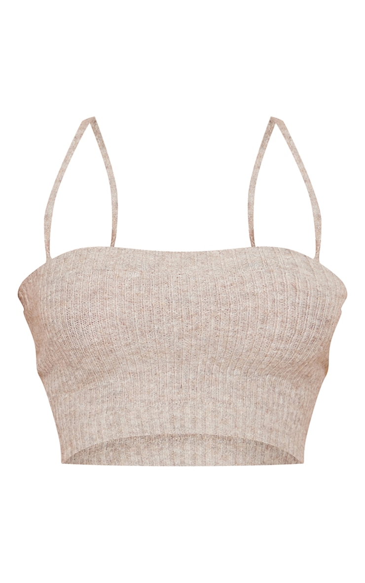 Bralette courte café au lait en maille tricot deluxe image 5