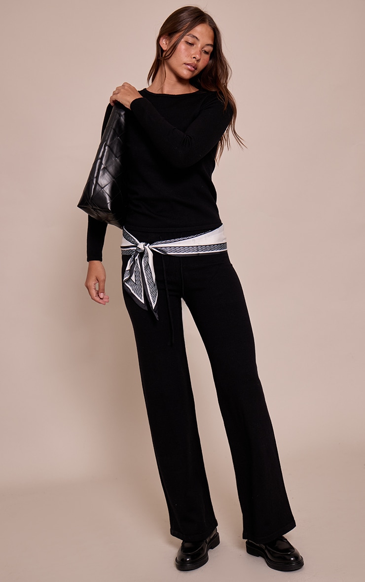 Black Long Sleeve Fine Knit Top image 3
