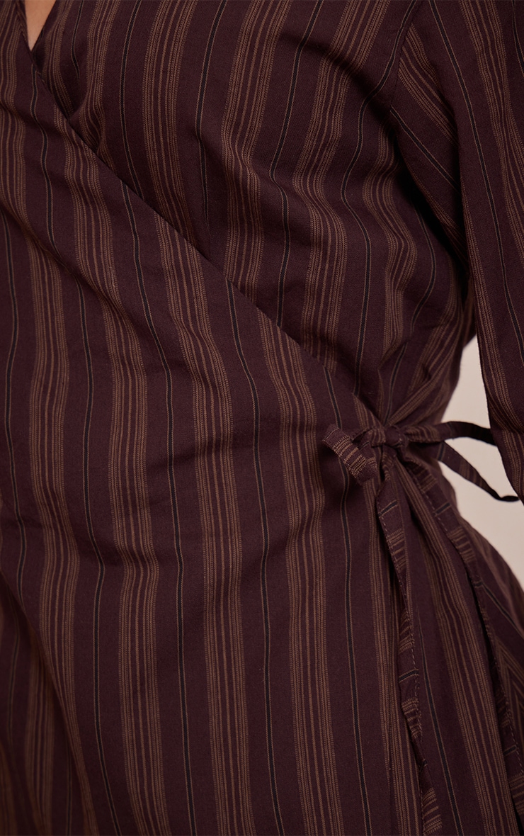 Petite Chocolate Stripe Wrap Long Sleeve Top image 4