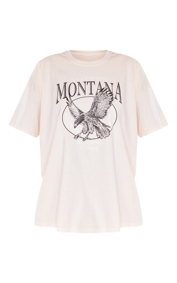 Butter Cream Montana Logo Oversized Washed T Shirt image 5