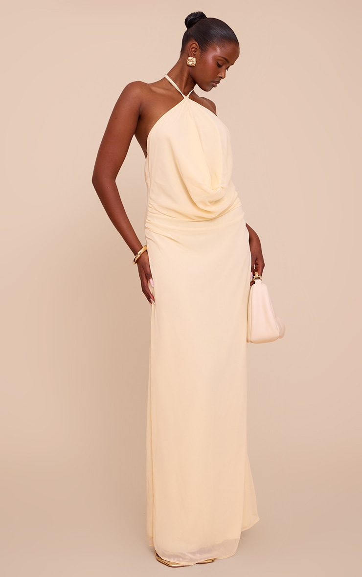 Butter Cream Chiffon Halterneck Maxi Dress image 3