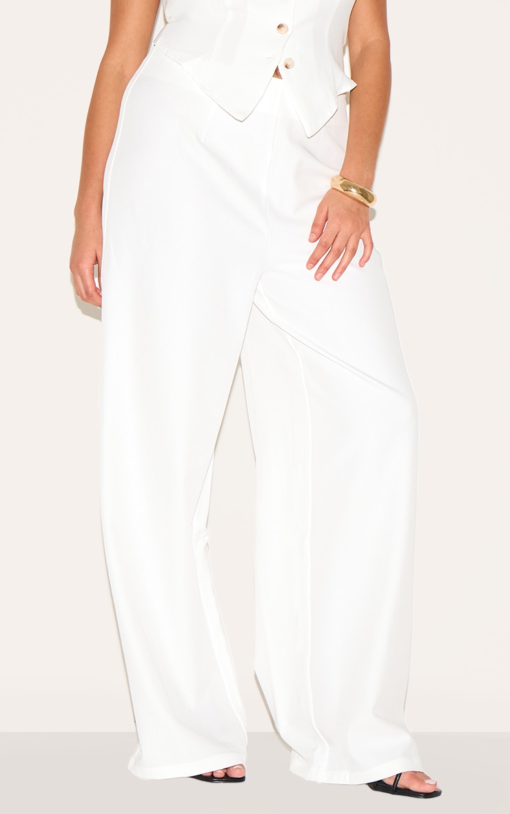 Plus Cream Tailored Woven Wide Leg Pants image 2
