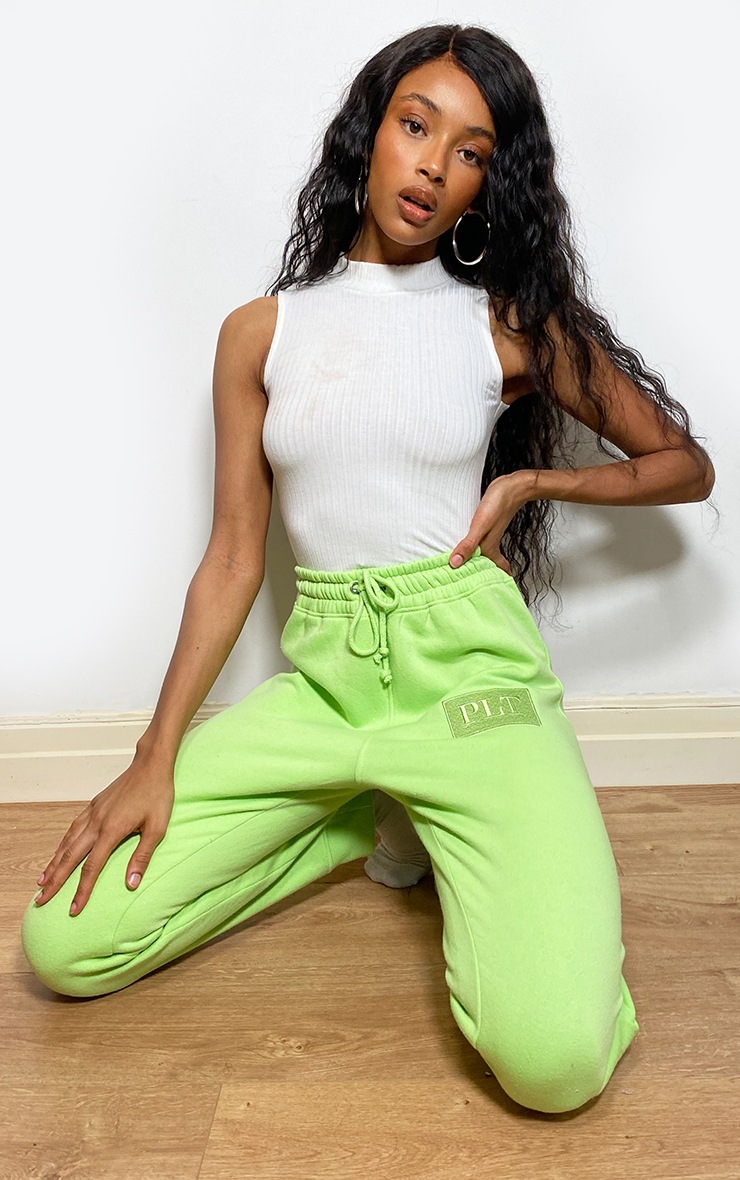 PRETTYLITTLETHING Lime Logo Joggers