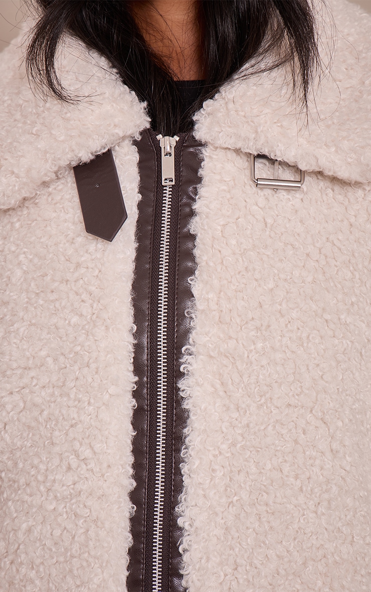 Tall Cream Borg Panel Detail Aviator image 4