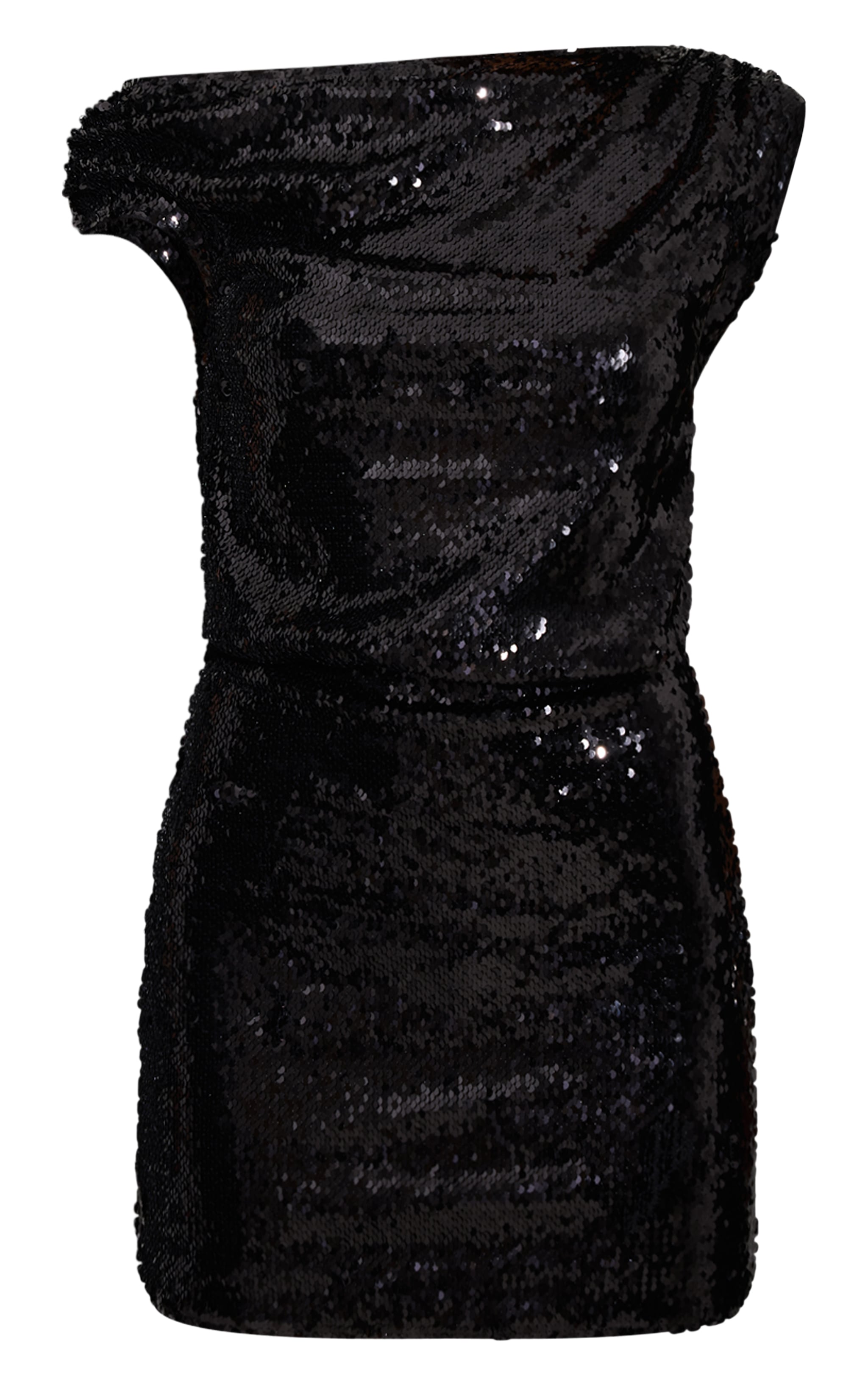 Black Sequin Asymmetric Mini Dress image 5