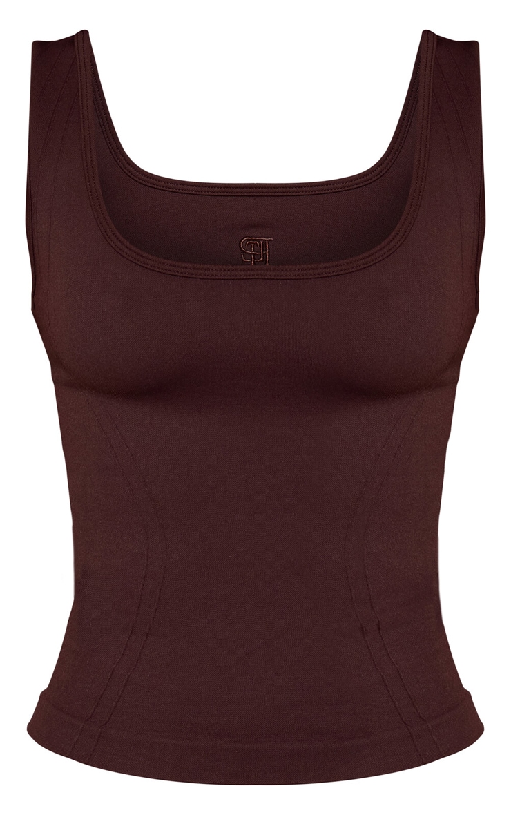 Petite PLT Chocolate Seamless Seam Detail Gym Vest image 5