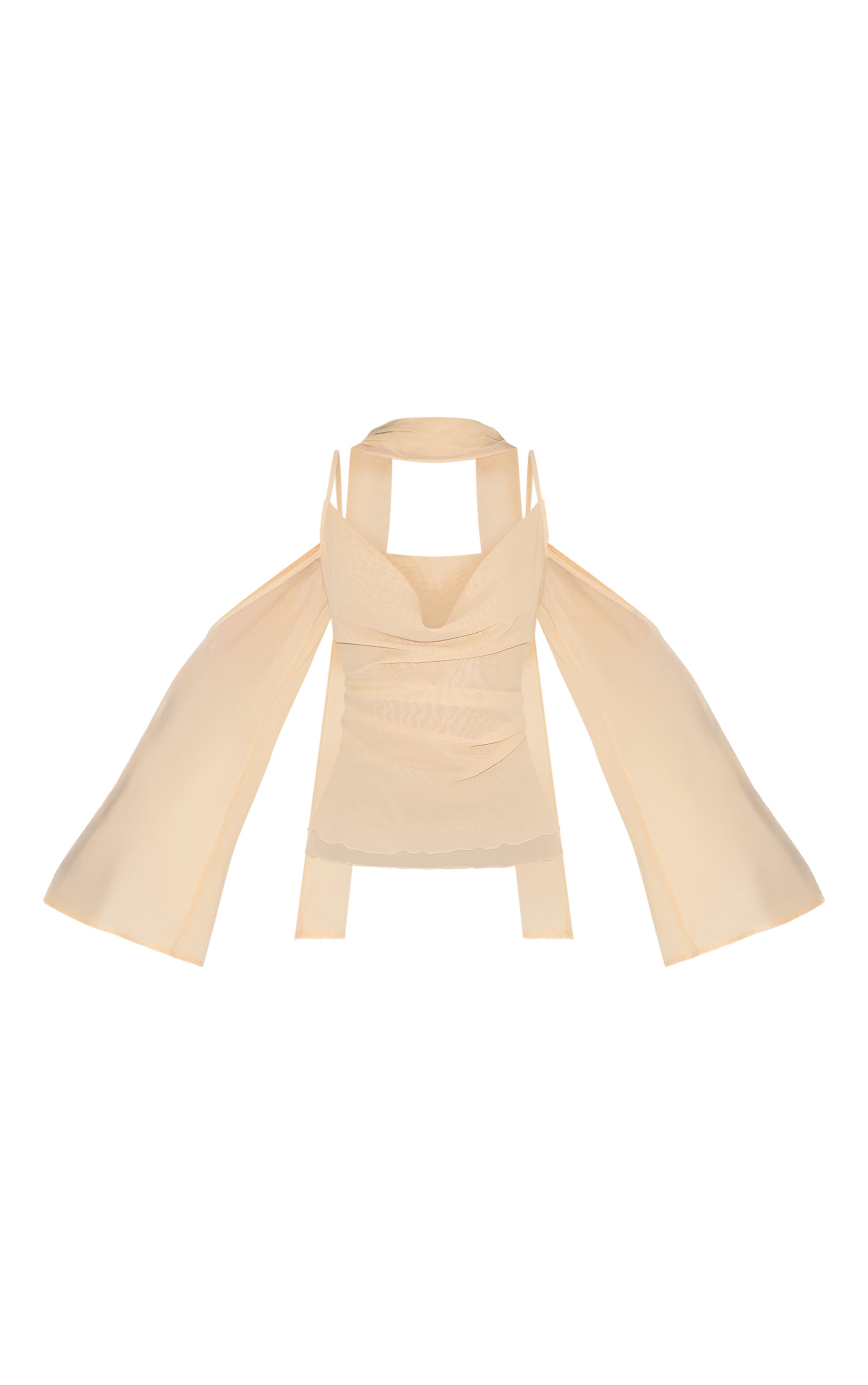 Almond Chiffon Drape Scarf Long Top image 5