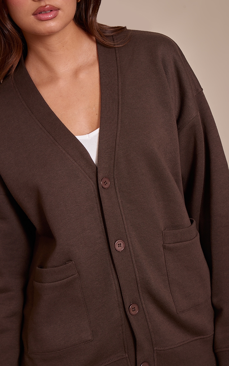 Chocolate Button Front Pocket Sweat Cardigan image 4