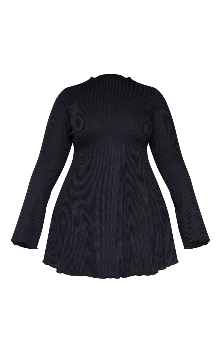 Plus Robe fluide en maille gaufrée noire texturée à manches évasées image 5