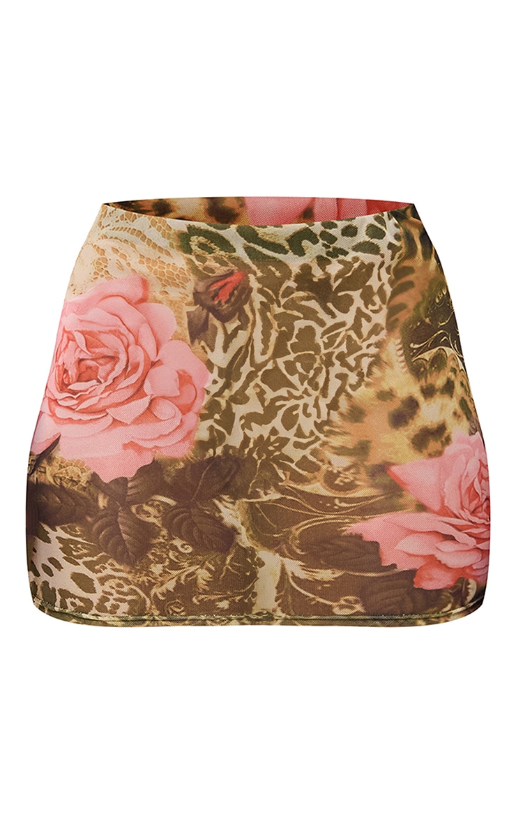 Green Leopard Print Mesh Mini Skirt image 6