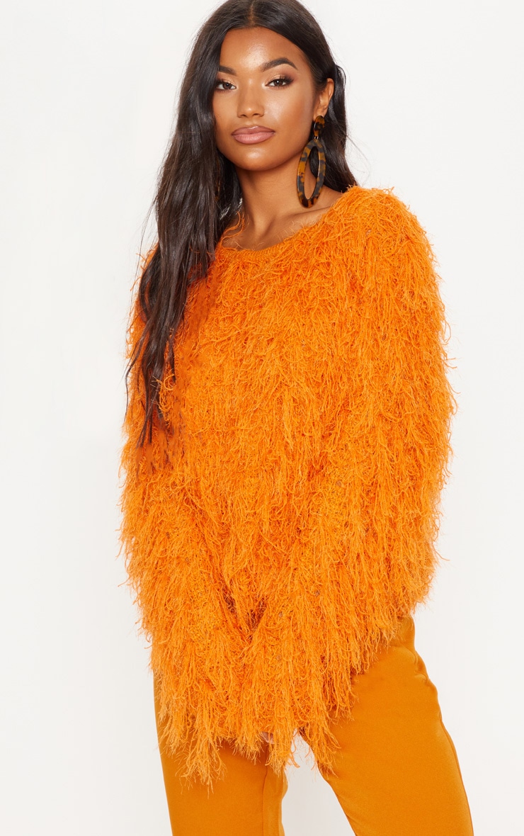 Rust Fluffy Knit Cropped Jumper image 4