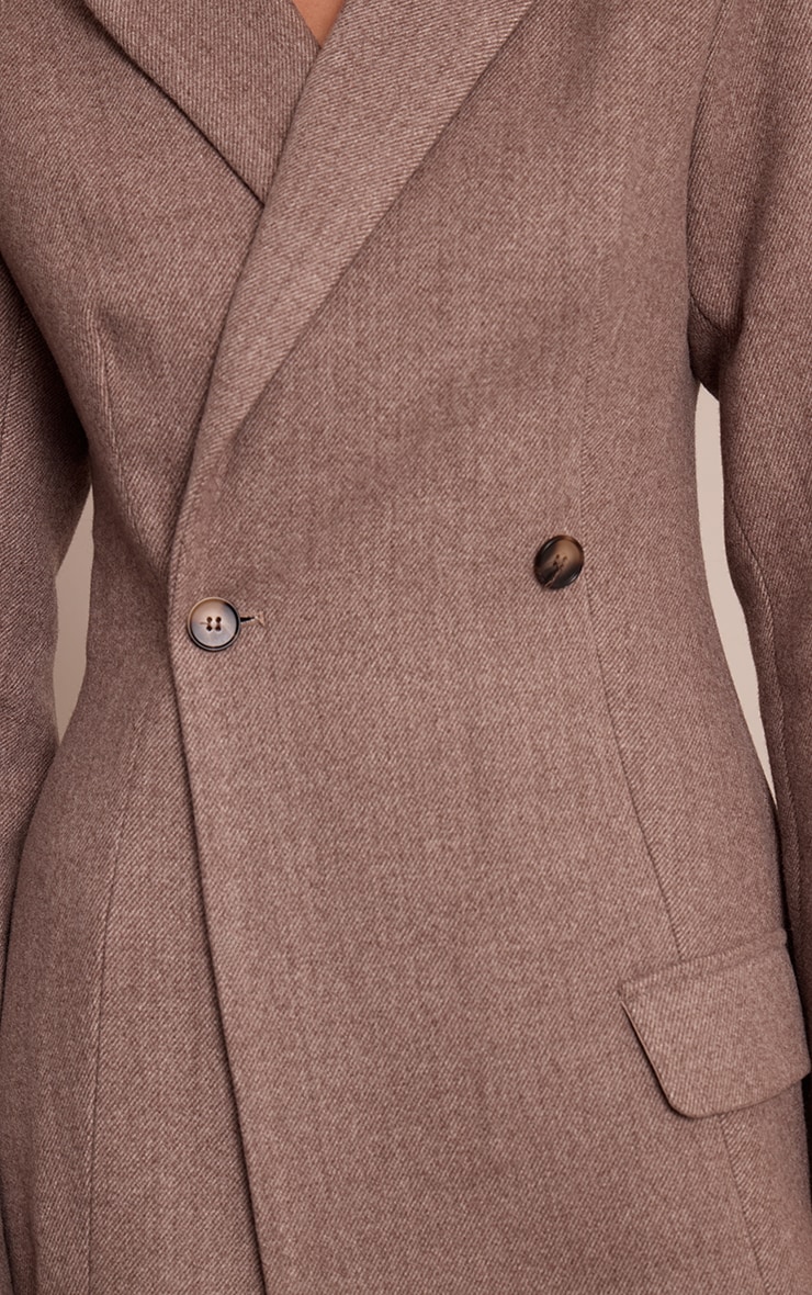 Taupe Wool Look Cinched Waist Blazer Dress image 4